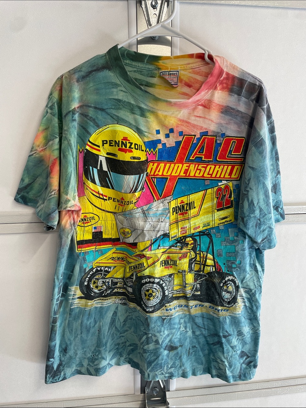 VTG 90s WORLD OF OUTLAWS SPRINT CAR RACING TIE-DYE T-Shirt L
SINGLE STITCH USA